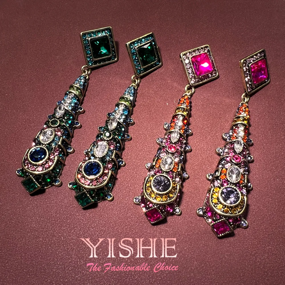 Medieval vintage earrings, Western antique mace Internet celebrity hot-selling high-end sense diamond-plated real gold earrings