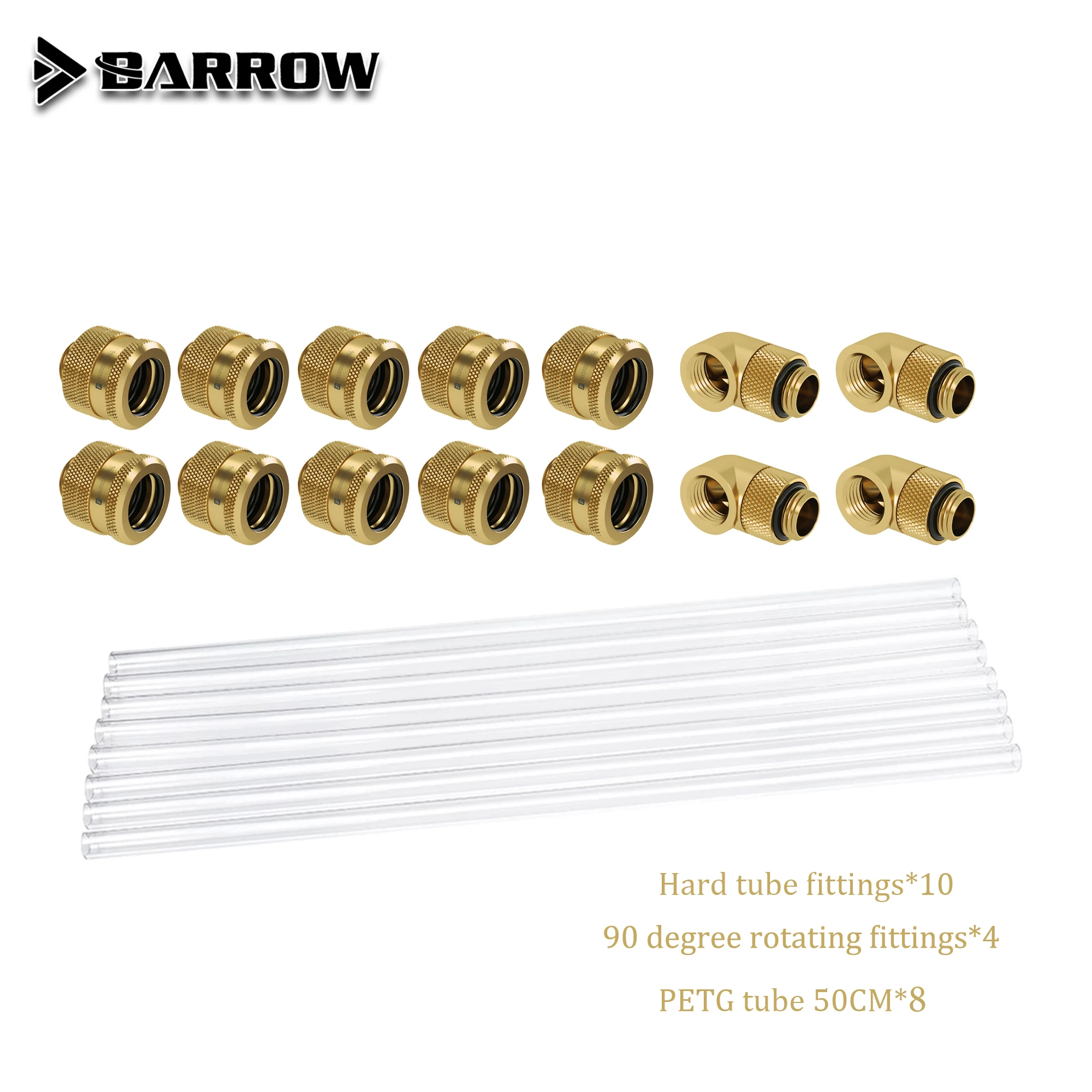 Barrow คอมพิวเตอร์สร้าง PETG พร้อมอุปกรณ์,Liquid Loop ตัวเชื่อมต่อ Kit,8Pcs X 500Mm หลอด,OD12/14/16มม.