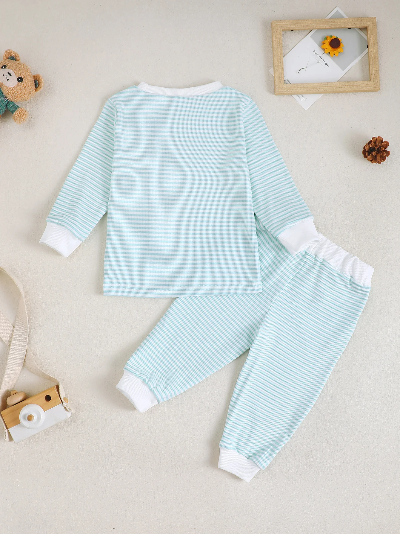 Baby-Jungen-Set für Frühling und Herbst mit Bärenmuster, Rundhalsausschnitt, langen Ärmeln und langen Hosen, Babykleidung, Kleinkind-Outfit – Detail 16