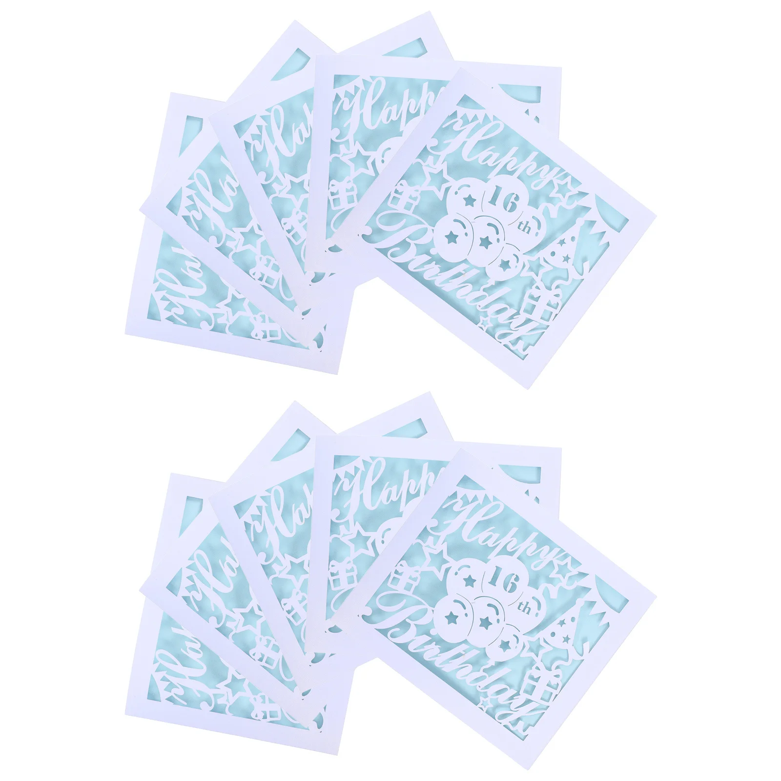 

10Sets Hollow 16th Birthday Greeting Cards Creative Birthday Cards Bulk with Envelopes Party Blessing Party Blessing Card