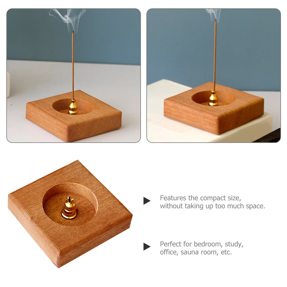 

Wooden Square Incense Stick Burner Holder Ash Catcher Artistic Incense Tray for Bedroom Study Yoga Room Desktop Decor