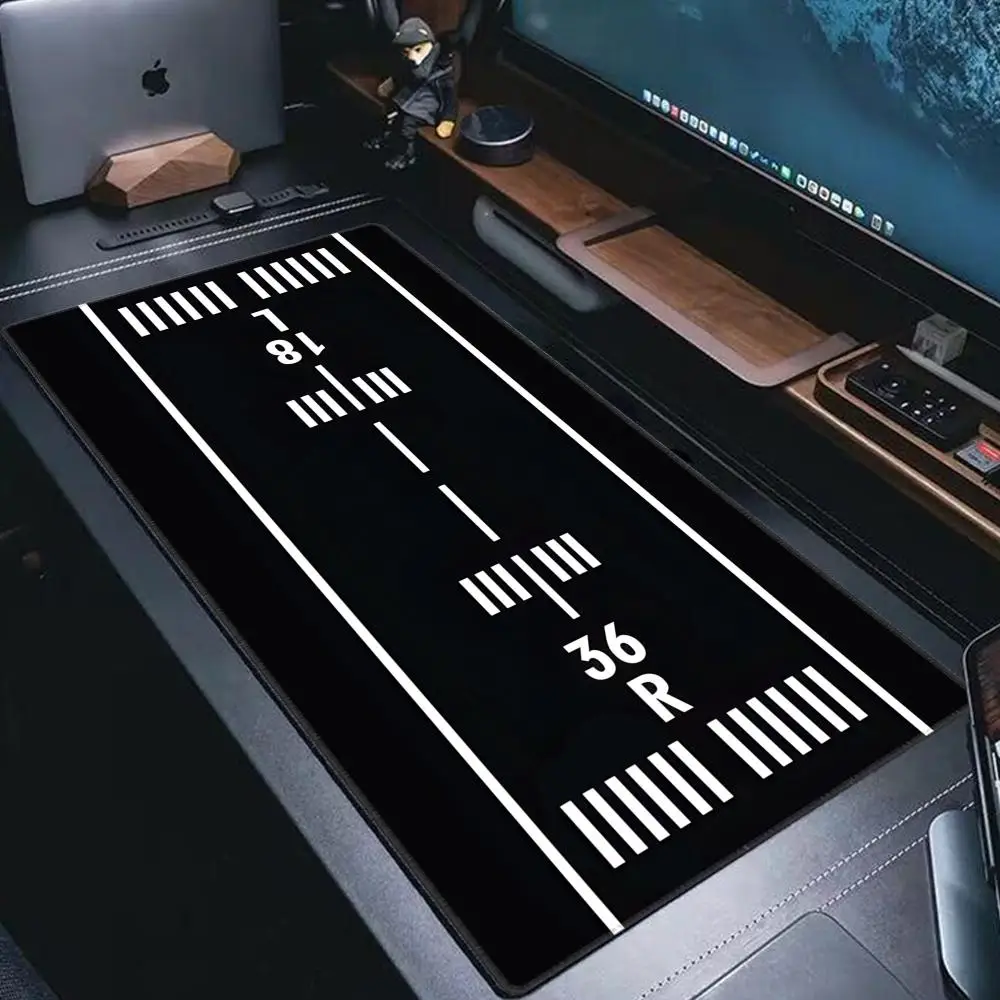 Airport Runway Desk Mat Mouse Pad Parking Apron Aviation Model Cushion Slide Large XXL Gaming Deskmat Rubber Mousepad 90x40 ﻿