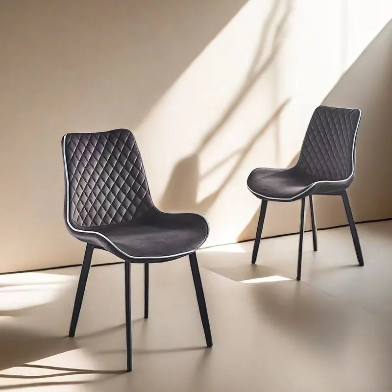 2pcs Italian Style Velvet Dining Chair with Metal Frame Light Luxury Minimalist Modern Lounge Chair for Home Living Room