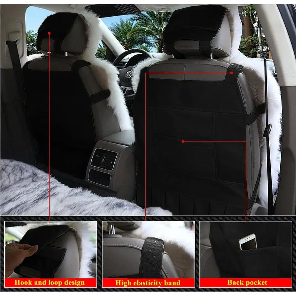 غطاء مقعد السيارة من جلد الغنم الأسترالي الأصلي للشتاء الدافئ، غطاء مقعد أمامي فاخر طويل من الصوف يناسب معظم السيارات أو الشاحنات أو الدفع الرباعي أو الشاحنات (Ca)