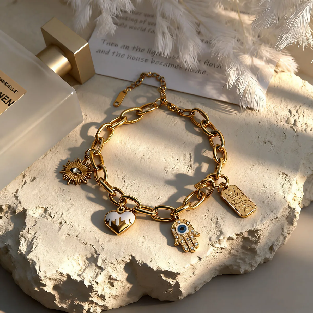 

SOVOB Fashion Y2K Style Wealth & Love Eye Pendant Bracelet Trendy Good Luck Natural Stone For Women‘s Jewelry Accessories Gifts