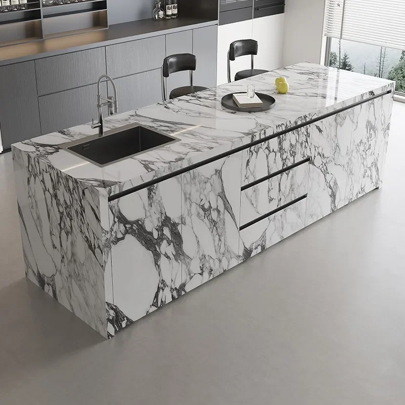 

AAWestern Kitchen Rock Board Island Table Integrated Home Open Kitchen Partition Bar