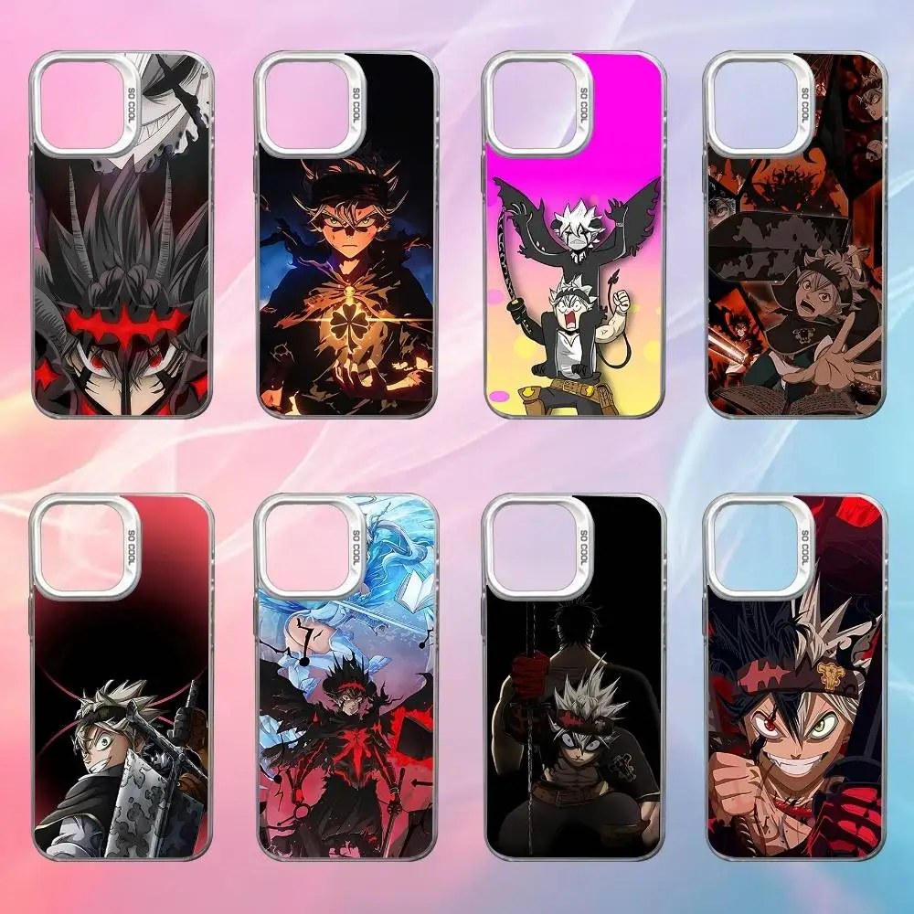 

B-Black A-Asta Clover Phone Case For iPhone 17,16,15,14,13,12,X,8,Pro,Max,Plus,SE4,Air,Mini White IMD HD Matte