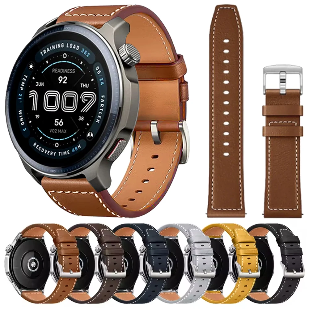 Leather 20mm 22mm WatchBand For Huami Amazfit BALANCE 2 Sport Strap Amazfit Bip 6 5/Active 2 3 Replacement Wristband Accessories