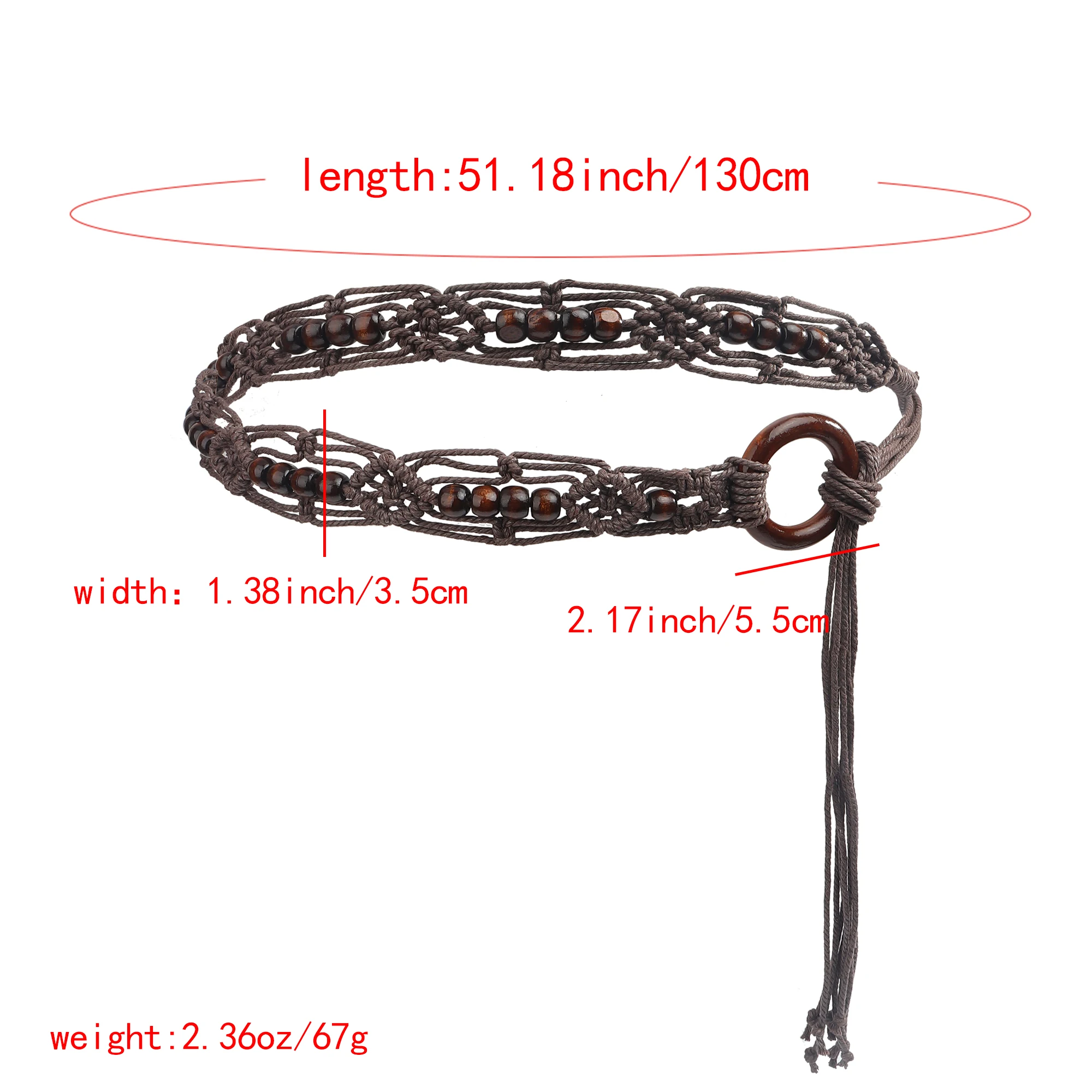 New Bohemian wooden button hand-woven knot belt, a perfect match for fashionable and versatile dress belts.