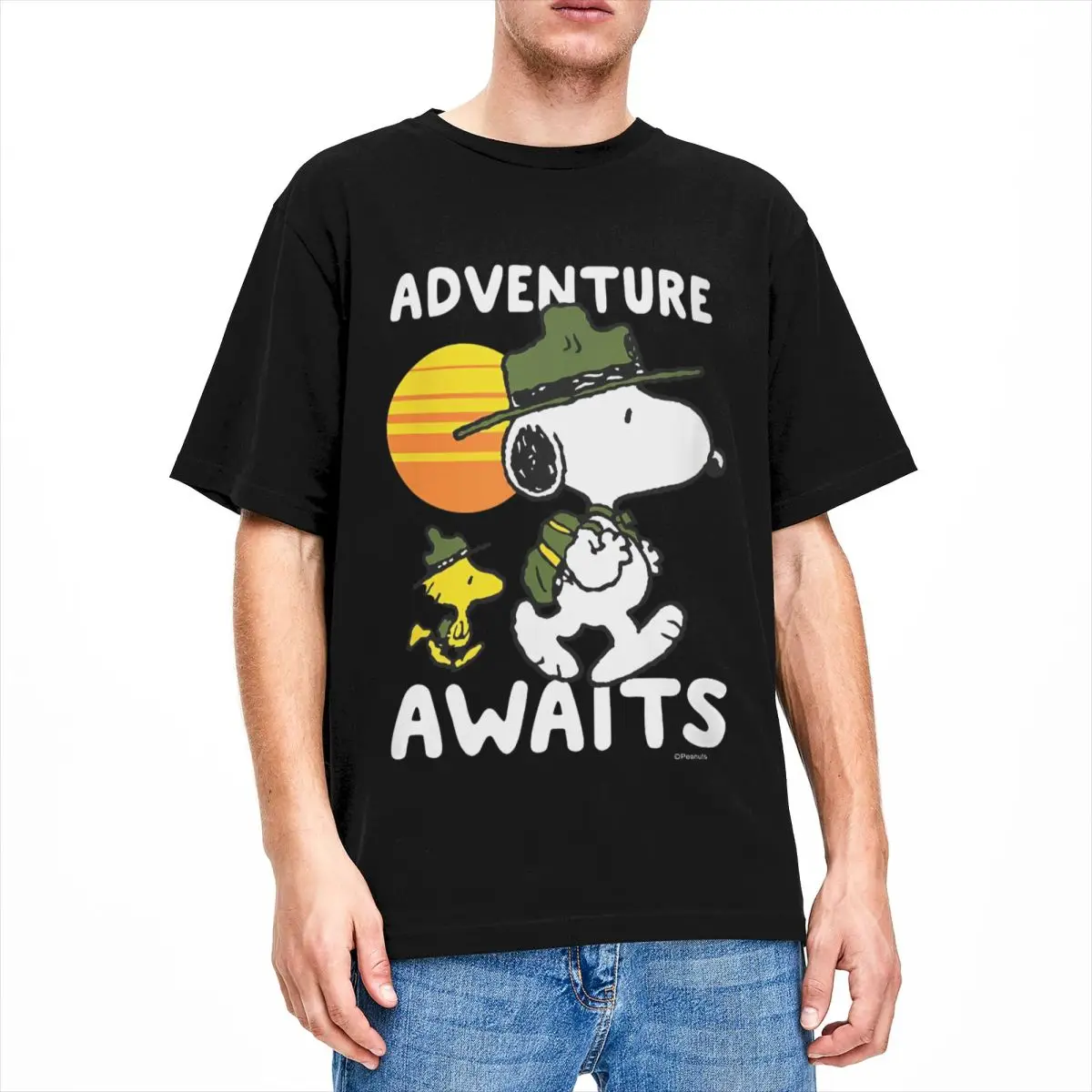 Homens amendoim snoopy aventura atende camisetas de algodão verão streetwear manga curta t camisa o-pescoço harajuku impressão camiseta