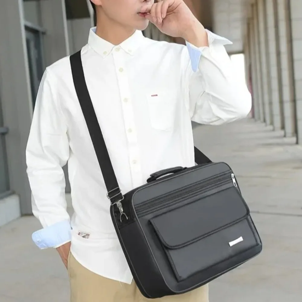 Handheld Men Briefcase Black Oxford Cloth Laptop Storage Diagonal Bag Large Capacity Single Shoulder Document Organize Male