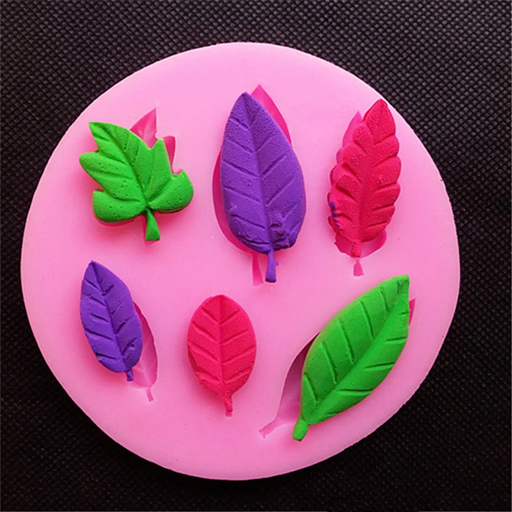 

Silicone Cake Mold Leaves Shape Pink Non-Stick Fondant Chocolate Pudding Baking Mold for DIY Decoration