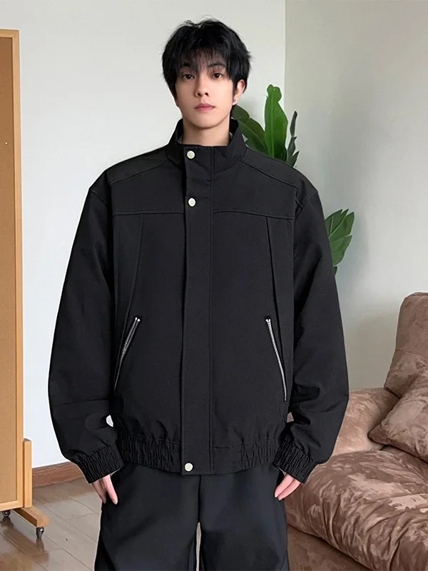 

Черная рабочая куртка Cleanfit для мужчин, весенне-осенняя, с коротким воротником-стойкой, в бейсбольном стиле, американская куртка-пилот, свободный крой, на молнии