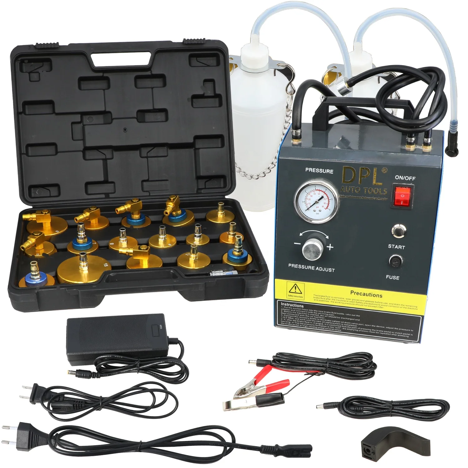 Automatic Car Brake System Fluid Bleeder Kit 12-24V AC Electrical Brake Fluid Changer Brake Fluid Exchanger with Adapter