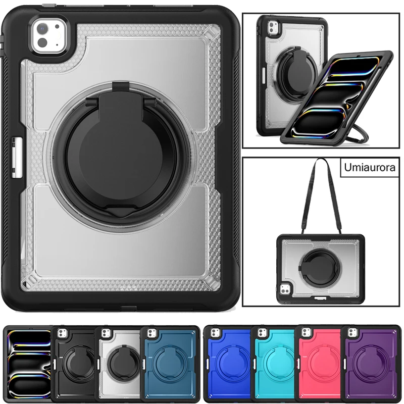 

Для iPad Mini 6 7 8,3 дюйма A17 Pro 11 12,9 Air 10,9 13-дюймовый чехол для планшета M2 M3 M4 с кольцом-подставкой, противоударный Armor Funda