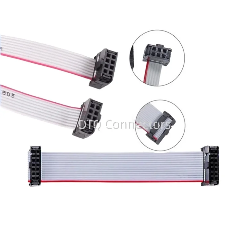 2.54mm Pitch IDC Female FC-6/8/10/12/16/20/24/26/30/34/40/50 Pin JTAG ISP Gray Flat Ribbon Data Cable FOR DC3 IDC BOX HEADER