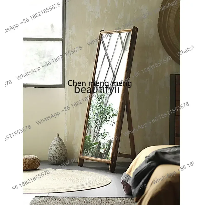 cn8350 LHY yj Nordic Mirror Full Body Dressing Vertical Floor Mirror Silent Style Solid Wood Home