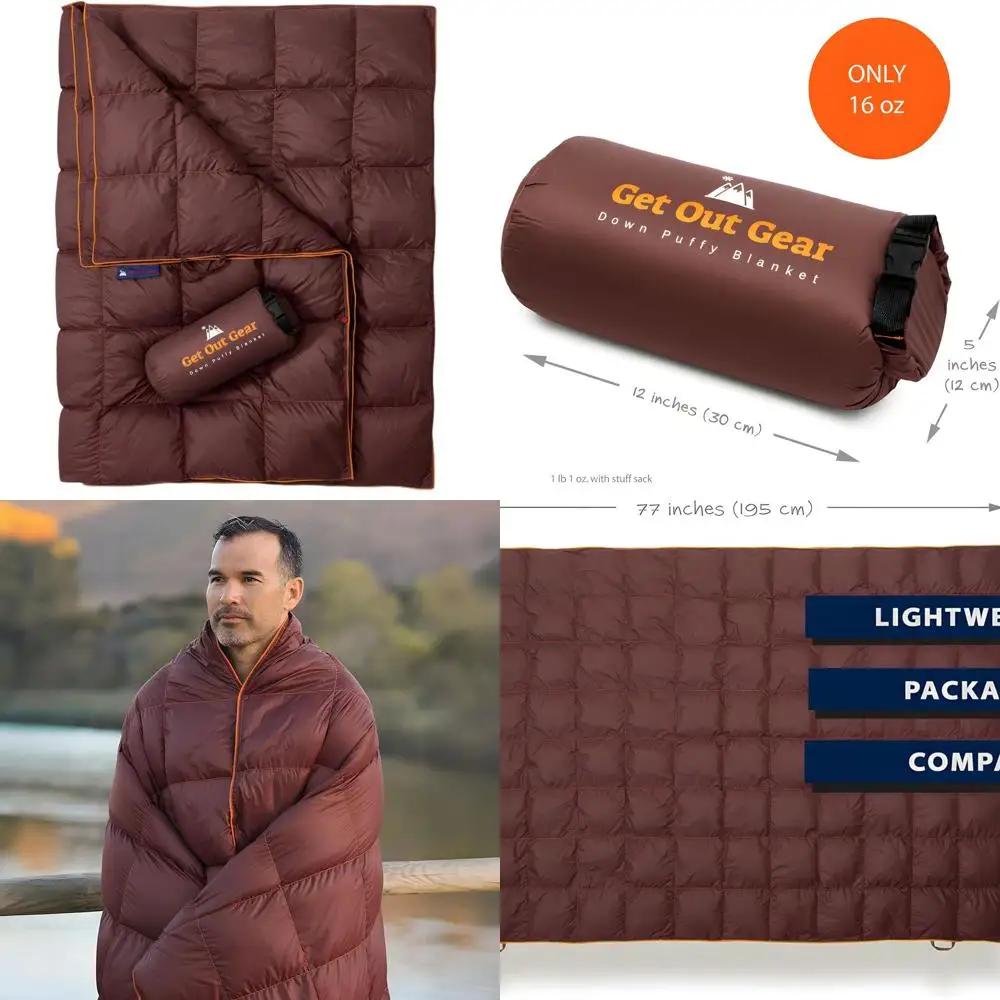 

Ultra-Lightweight, Packable Puffy Blanket - Warm, Water-Resistant for Outdoors, Travel, Stadiums, Beach, Festivals, Hammocks | 6