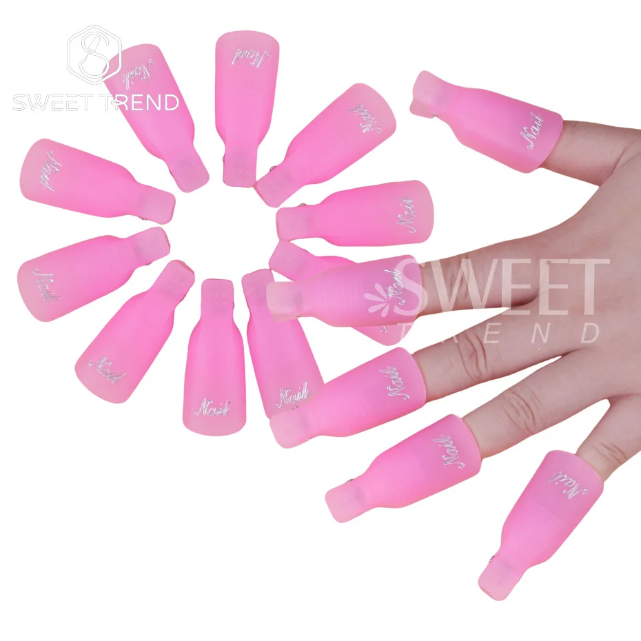 SWEET TREND-10Pcs/set Plastic Acrylic Nail Art Soak Off Cap Clip UV Gel Polish Remover Wrap Tool Gel Nail Polish Remover Clips view 3