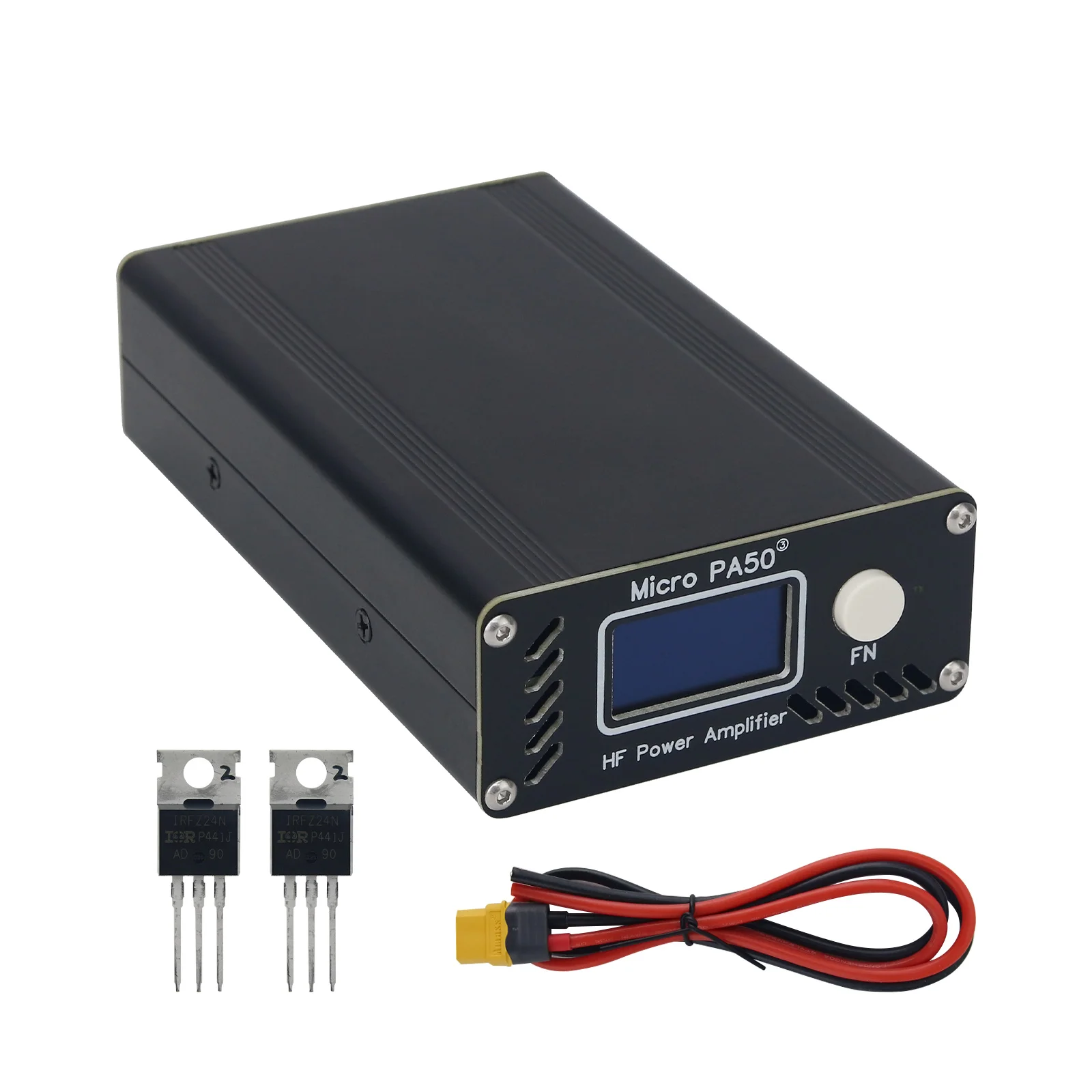 Micro PA50-3 Portable 50W RF Power Amplifier 3.5-30 MHz High Frequency Power Amplifier With OLED LPF + 2 IRFZ24N MOSFETs