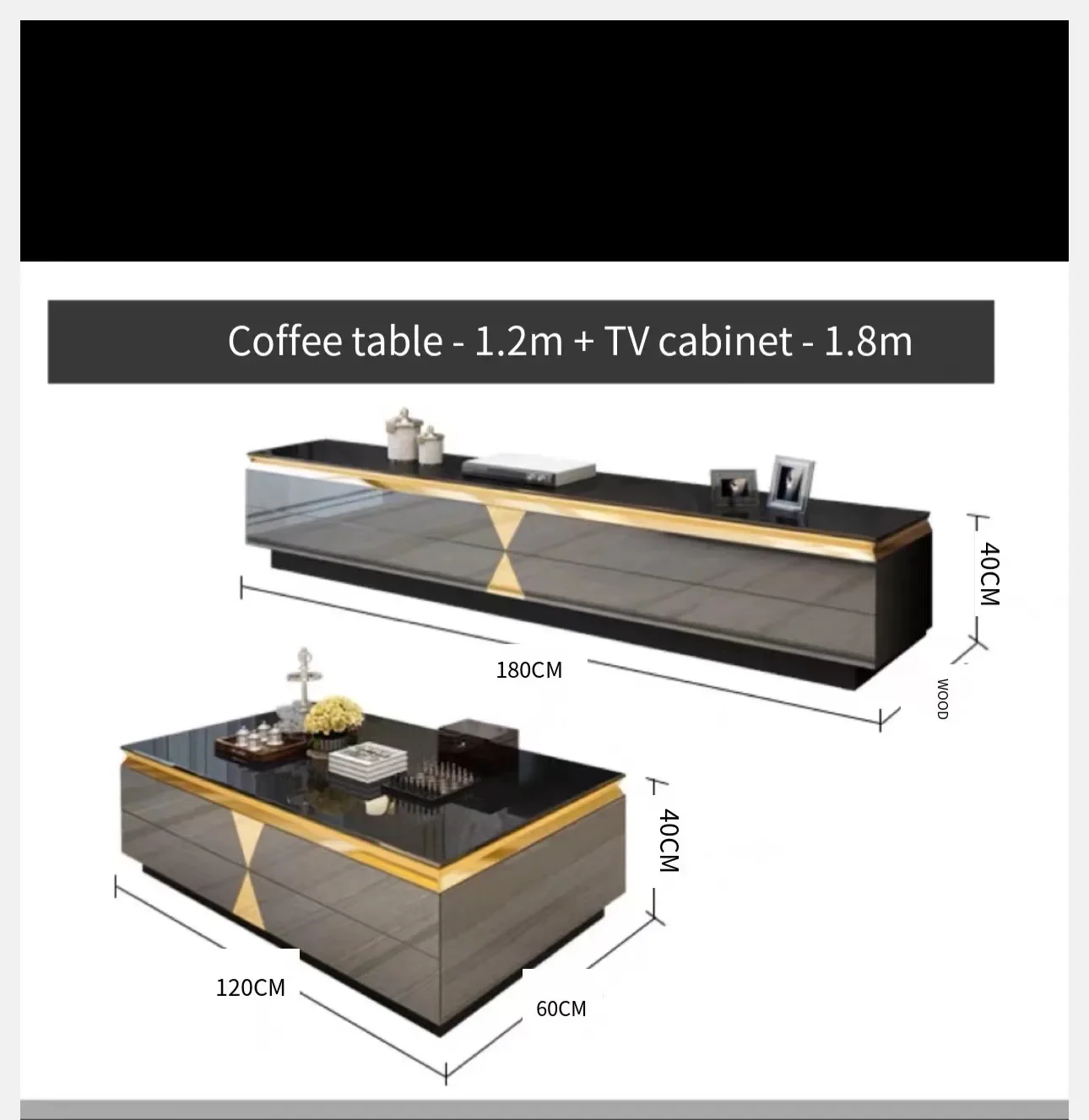 

1.8 meter TV cabinet and 1.2 meter coffee table