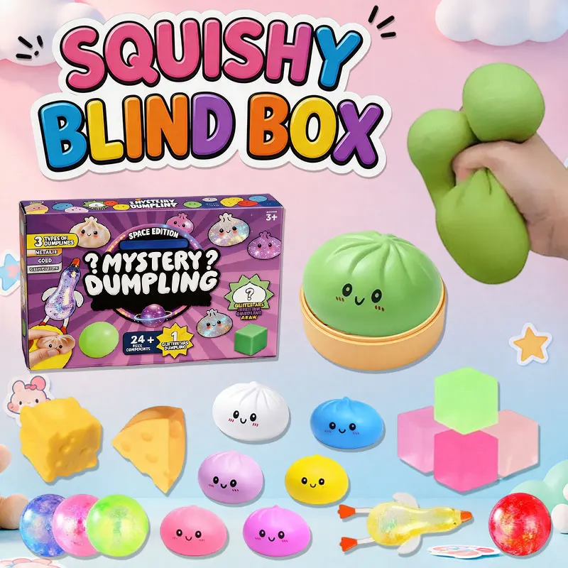 Cute Dumpling Squishy Blind Box Anti-stress Squeeze Balls Super Soft Slow Rebound Steamed Stuffed Bun Toys Adults Birthday Gifts