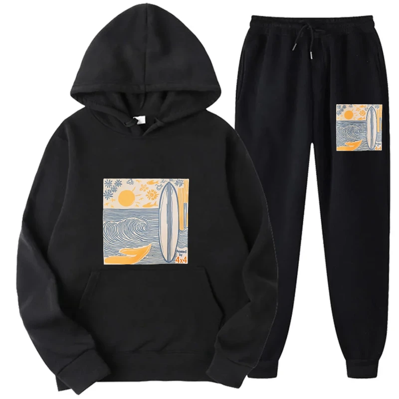 مجموعة هوديي سوداء مخدرة بطة طباعة Psychisch Am Ende ملابس رياضية كاجوال للرجال والنساء ملابس ترفيهية في الهواء الطلق