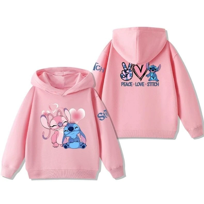 

New Trendy Cartoon Stitch Printed Letter Hooded Sweatshirt for Boys and Girls, Featuring A Rugged and Handsome Style