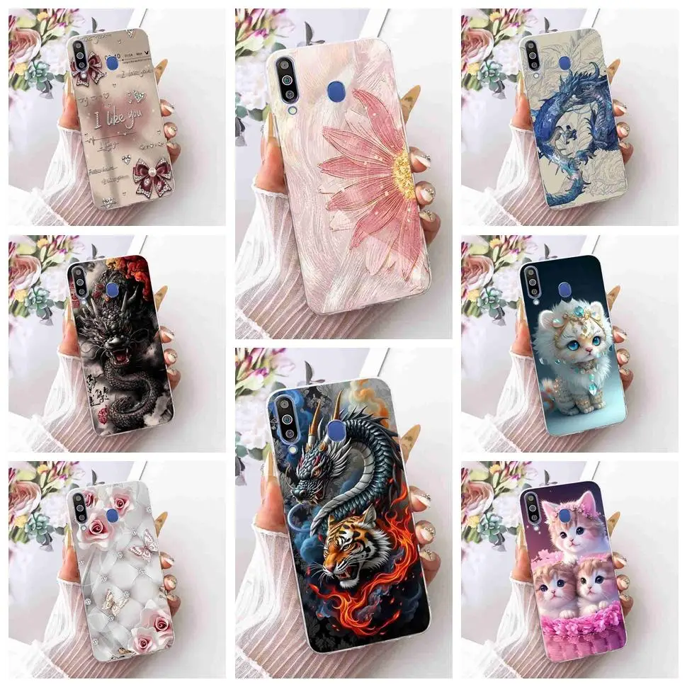 For Samsung Galaxy M30 Case Cool Tiger Dragon Silicone TPU Clear Cover Capa For Samsung M30 M305F M305G Shockproof Phone Cases