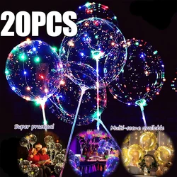 LED light Up Balloons Luminous Bubble Balloon with Light String and Sticks for Wedding Party Decor