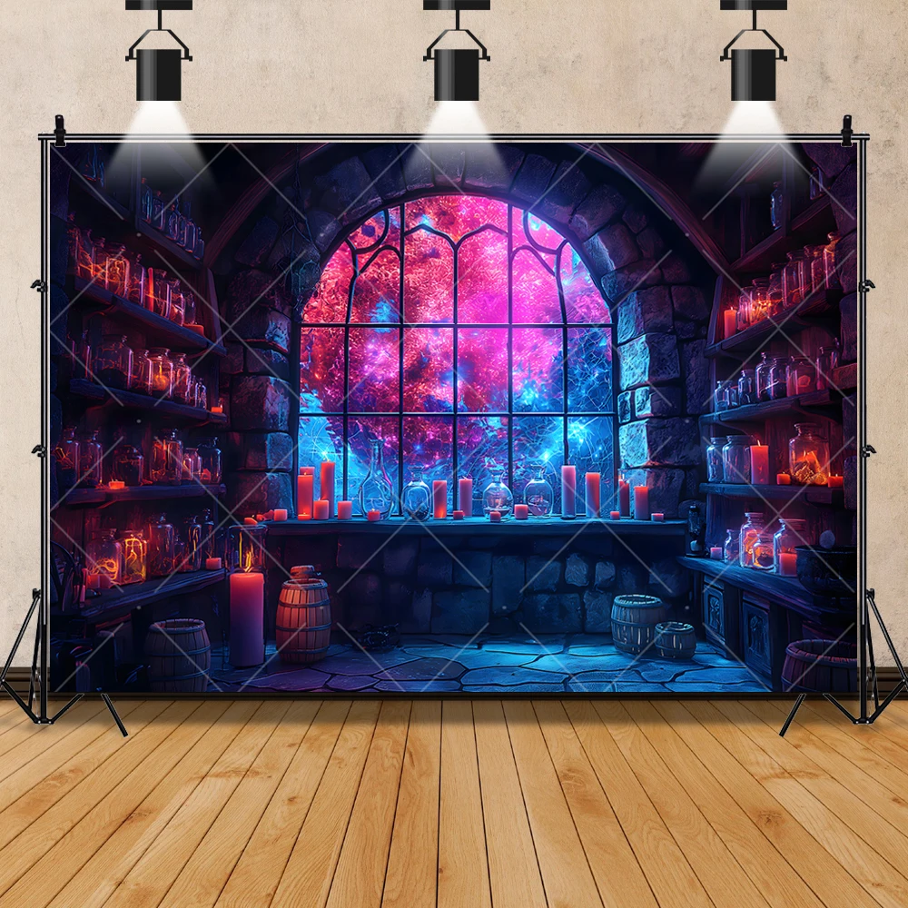 Happy Halloween Evil Black Magic Potion Room Kids Birthday Party Backdrop Custom Babys Room Decor Photo Props Studio Background