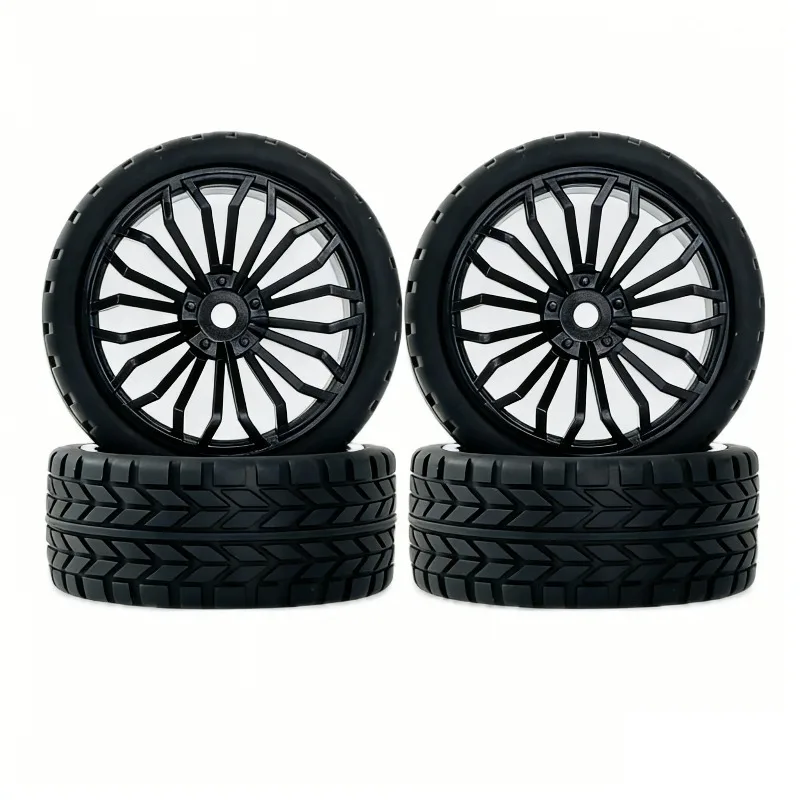 

Комплект из 4 пластиковых колесных дисков 68 мм с резиновыми шинами для радиоуправляемых моделей 1/10 (On Road, Drift, Rally) TT02, TT01, XV01, XV02, HSP94123, MJX10303, 10304