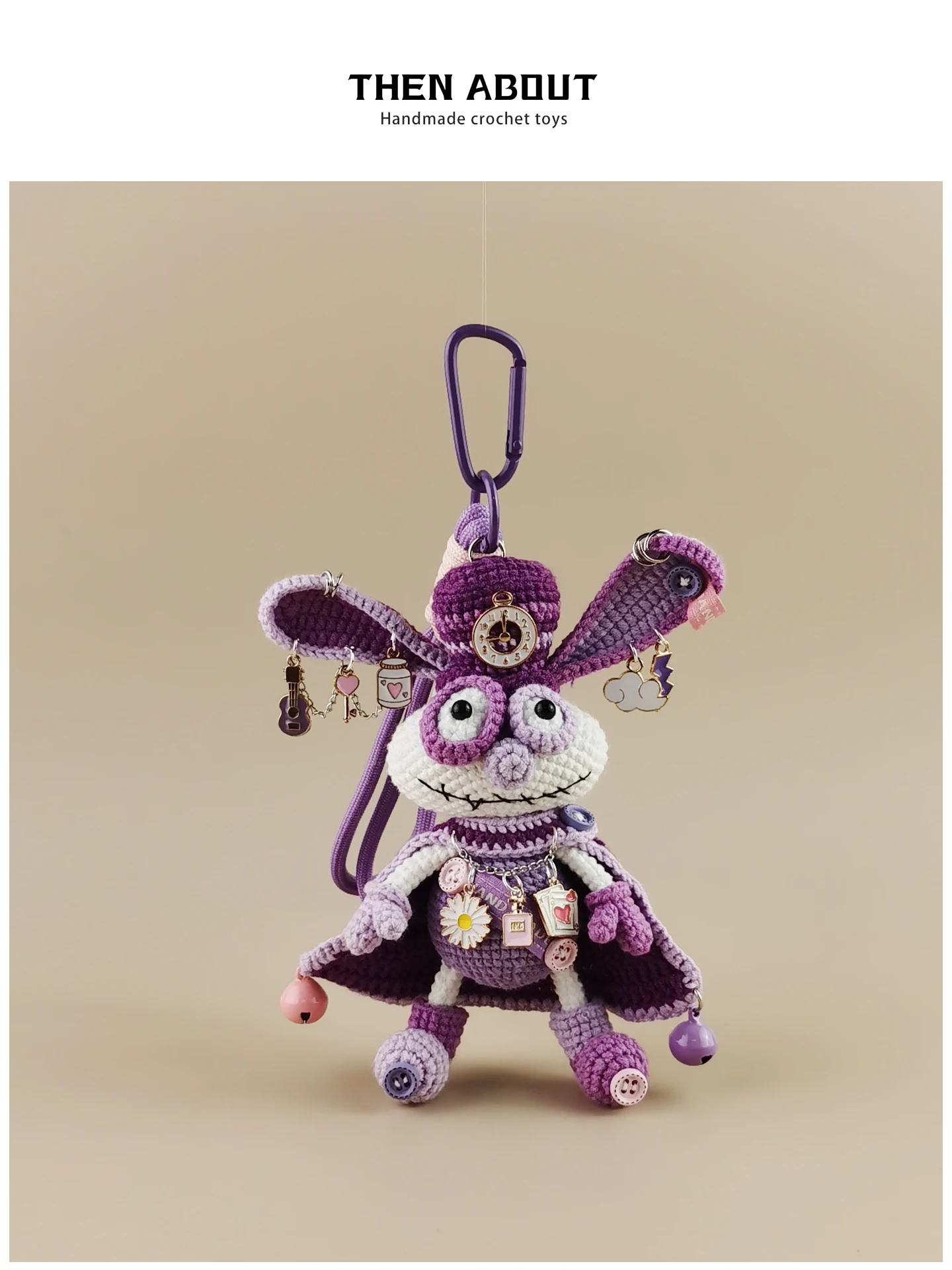 Elegant Heavy Industry Doll Bag Charm Keychain Backpack Schoolbag Pendant Gift Cute Cartoon Pattern Weaving Process Unisex