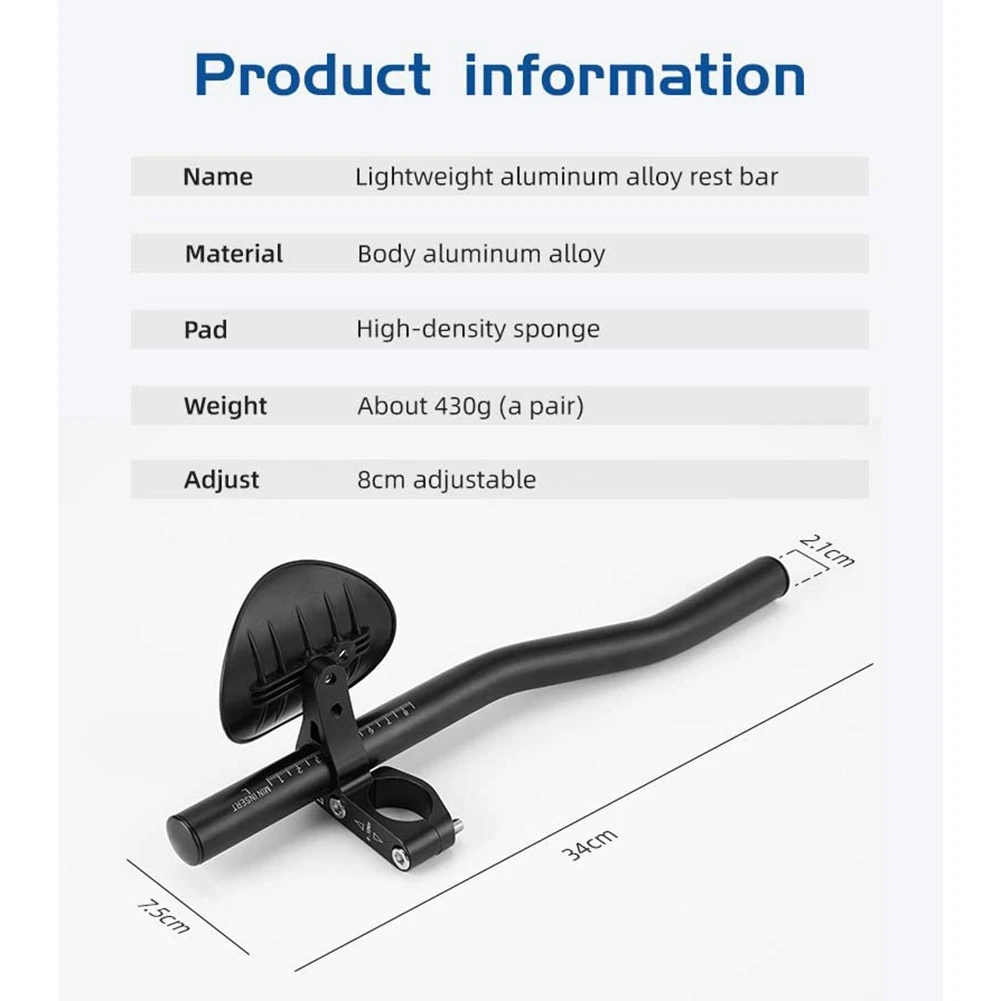 ABYB Fietssteun Stuur, Verstelbaar, EVA-kussen met hoge dichtheid, Aero Bars Armsteunstuur, Voor mountainbike of racefiets