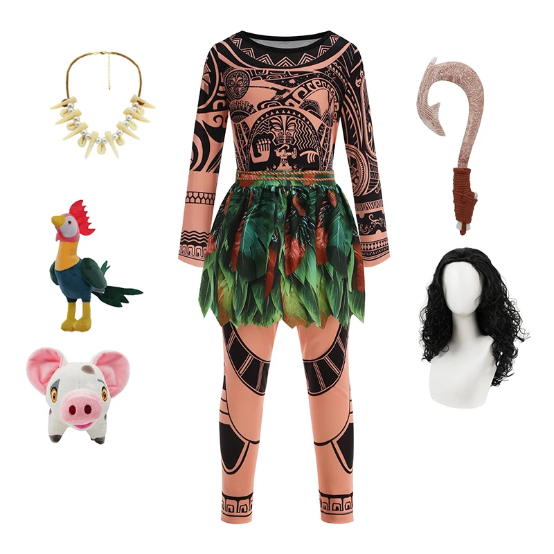 Moana film personnages de dessins animés Maui enfants garçons Costume Maui tatouage haut + pantalon 2 pièces ensembles anniversaire enfants avec couteau à hameçon