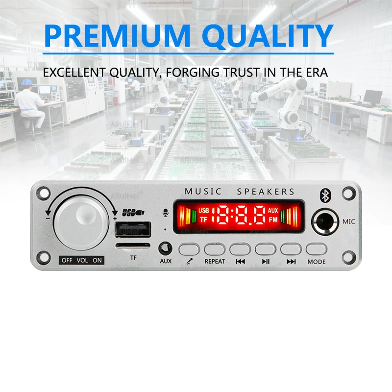 2x100W Stereo Amplifier Digital Audio Receiver Home Theater AMP DC8V-26V Remote Control Included Power Cord & Cable Silver Shell image 5