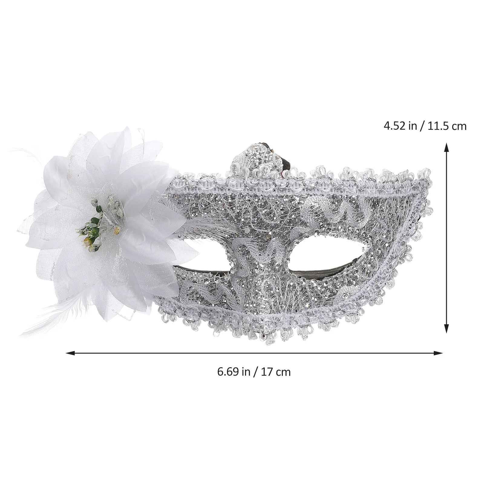 Elegant Flower Crystal Venetian Lace Face For Halloween Masquerade Costume Party Durable Hard Plastic Mask With