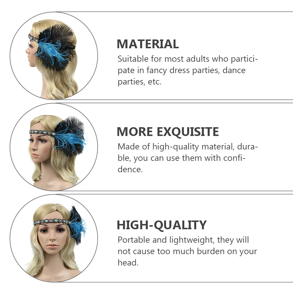 

Vintage Flapper Headband Stylish Lightweight Elastic Band for Performance Party Dance Fashion Hair Decoration Party Head Decor