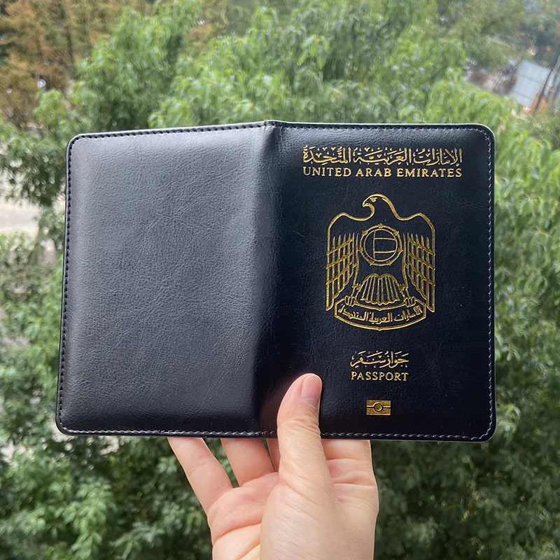 حامل بطاقات غطاء جواز سفر الإمارات العربية المتحدة مع فتحة بطاقة SIM ومحفظة سفر وجواز سفر الإمارات العربية المتحدة