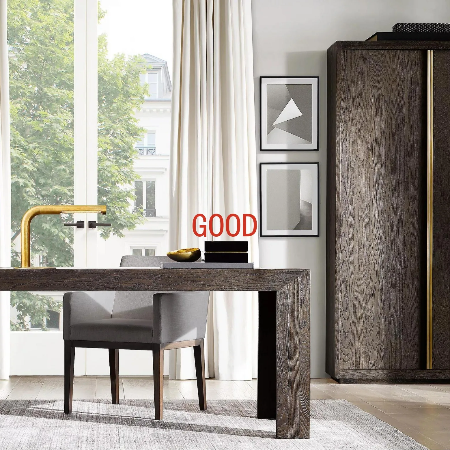 Light Luxury Modern Simple Home Long Table Retro Solid Wood Conference Table