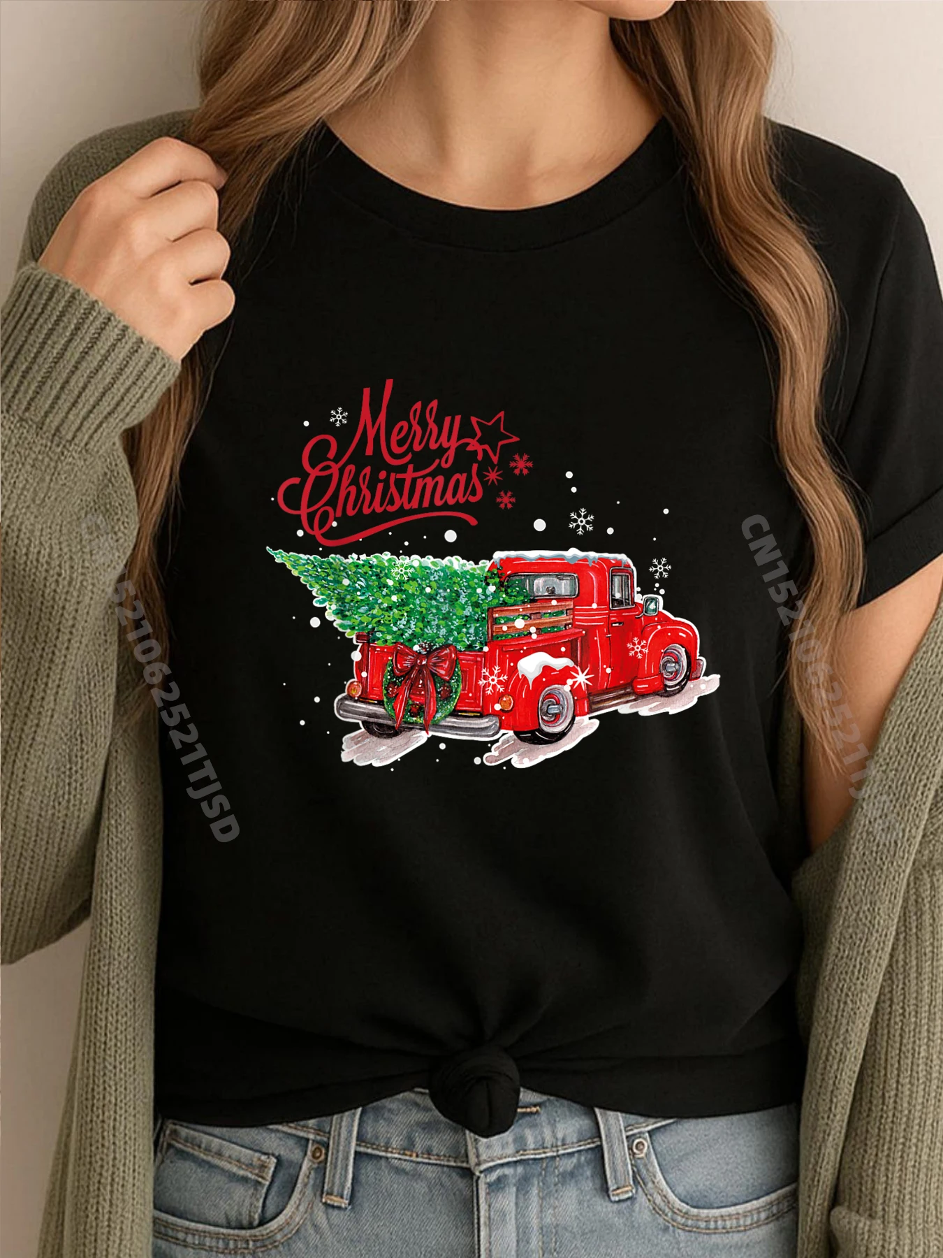 

Винтажные рубашки с рисунком красного грузовика и рождественской елки, женская и мужская одежда, топы и футболки с надписью