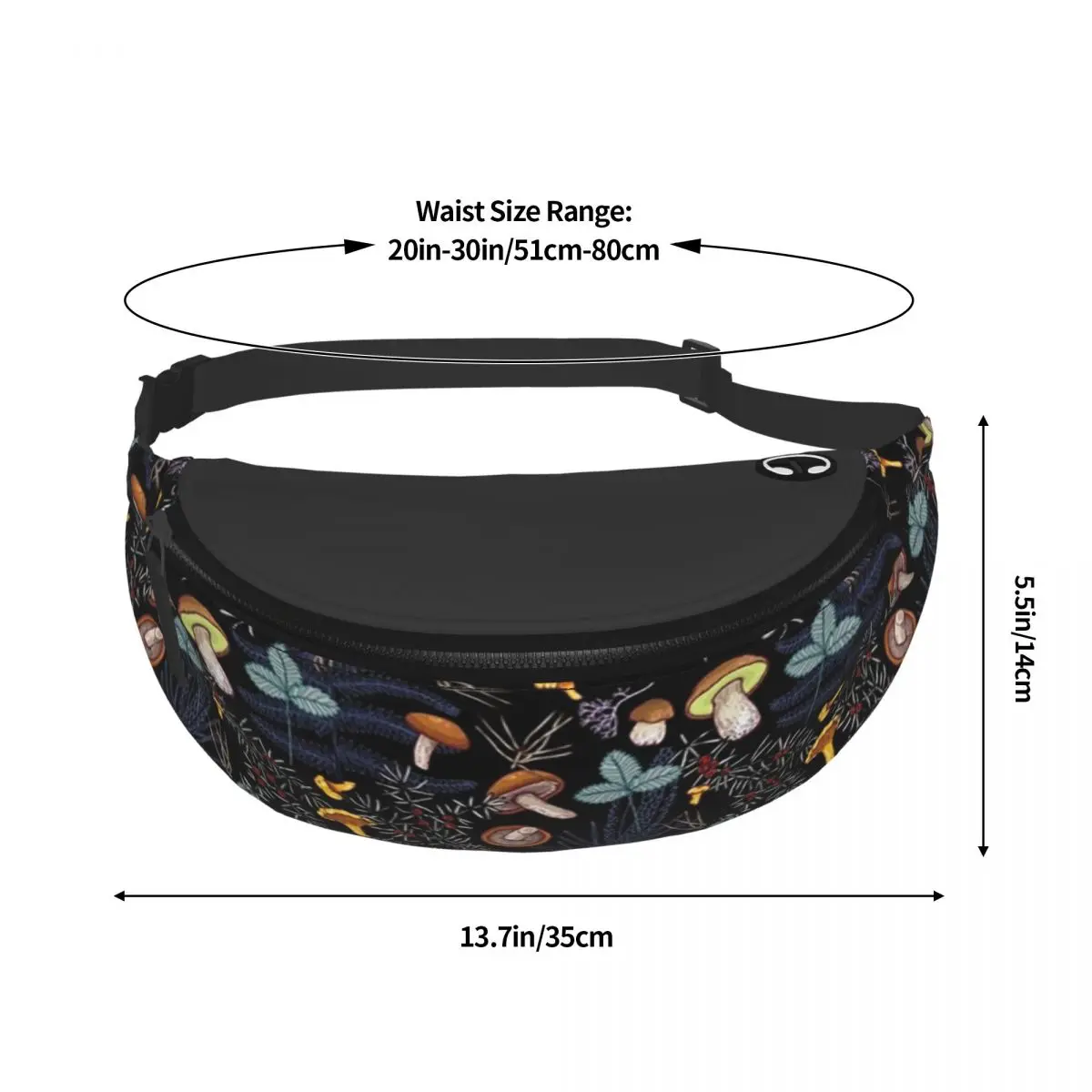 Dark Wild Forest Mushrooms Fanny Pack Women Men Casual Crossbody Waist Bag for Travel Cycling Phone Money Pouch