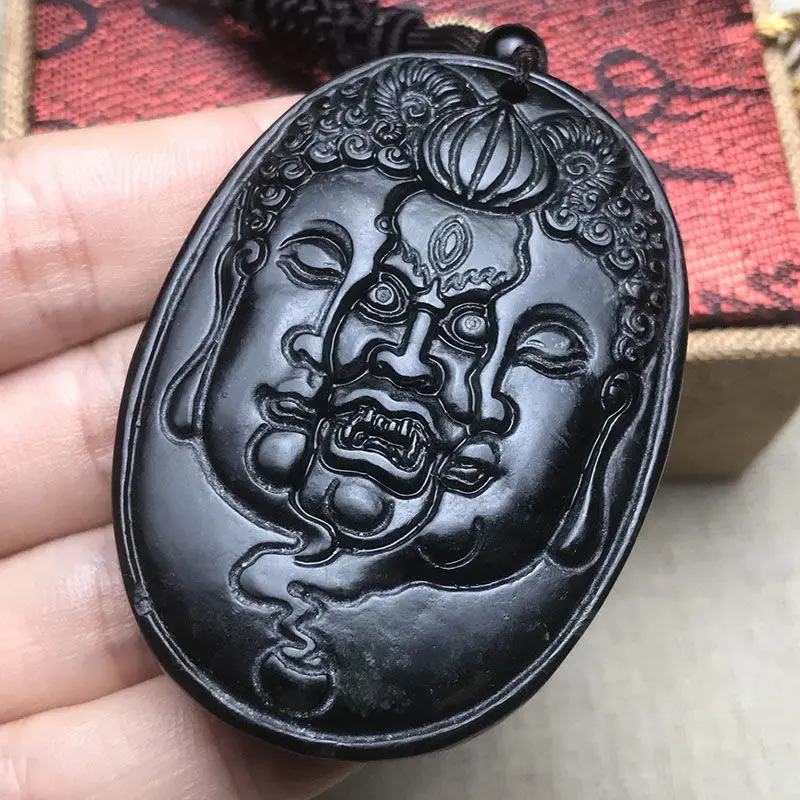 Between One Thought Pendant Dark Green Buddha Demon Necklace Men's Domineering