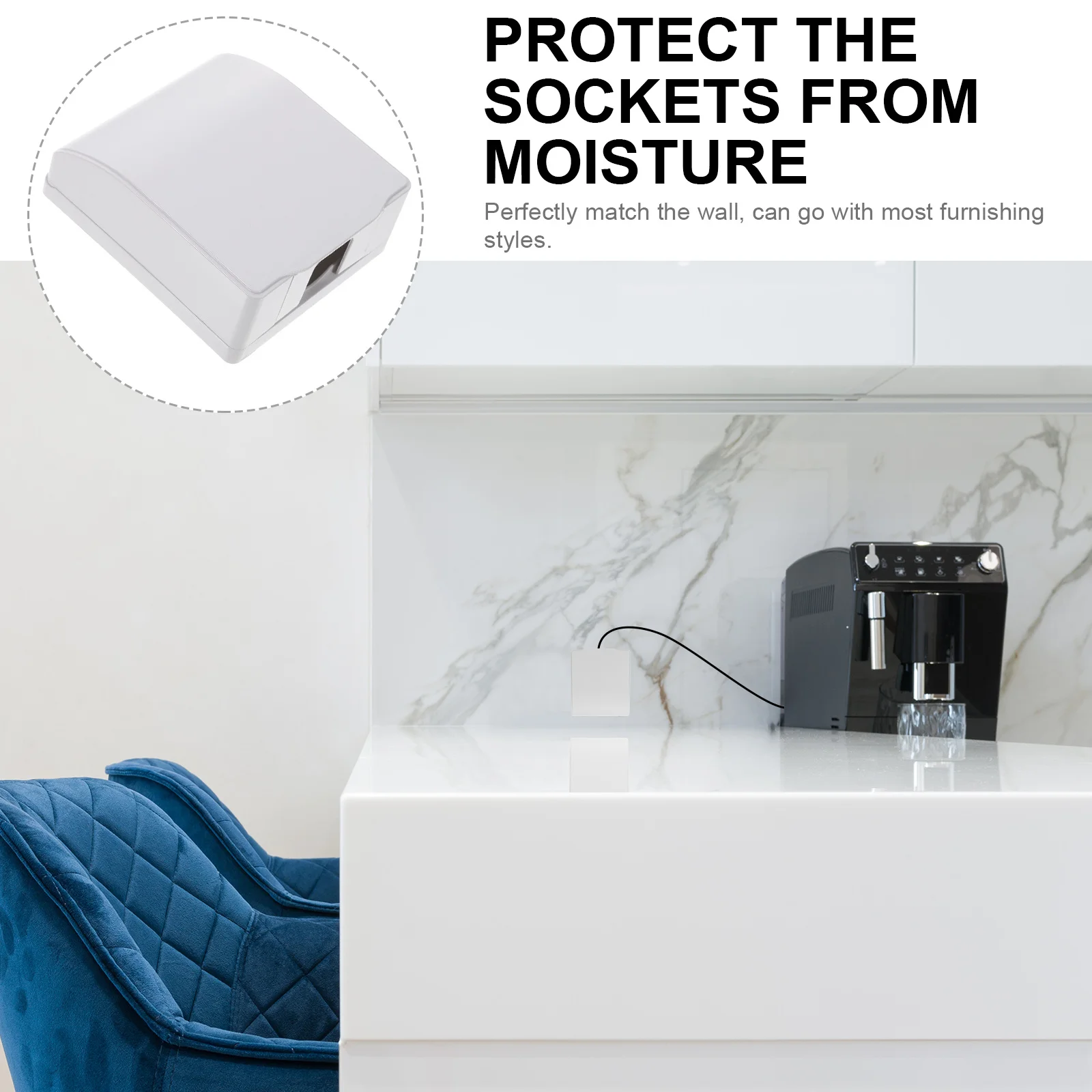 

2Pcs White Waterproof Socket PVC Durable Wall Plate Protector Safety Guard for Electric Outlet Home Office Hospital