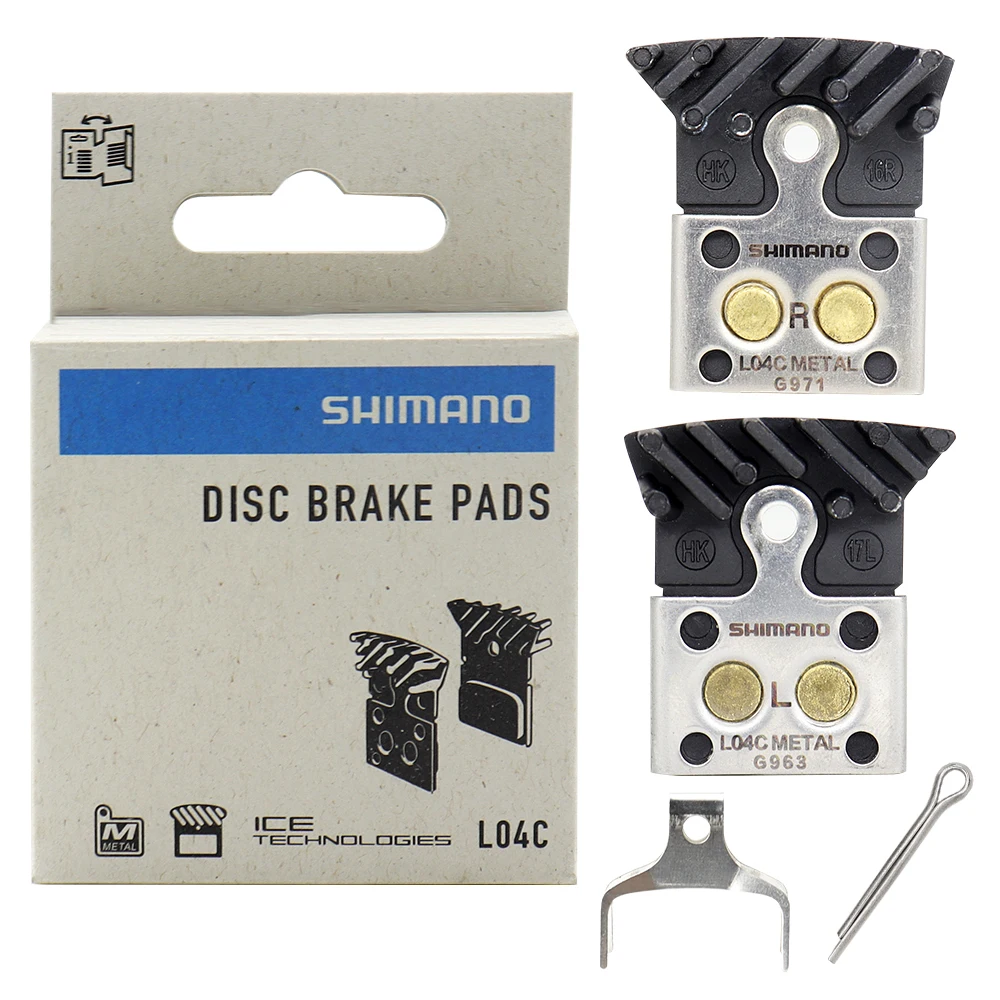 SHIMANO L04C Disc Brake Pads Metal with Fin for MTB Road Bike Compatible Deore XT SLX M8100 M7100 R8050 R7100 Bicycle Parts