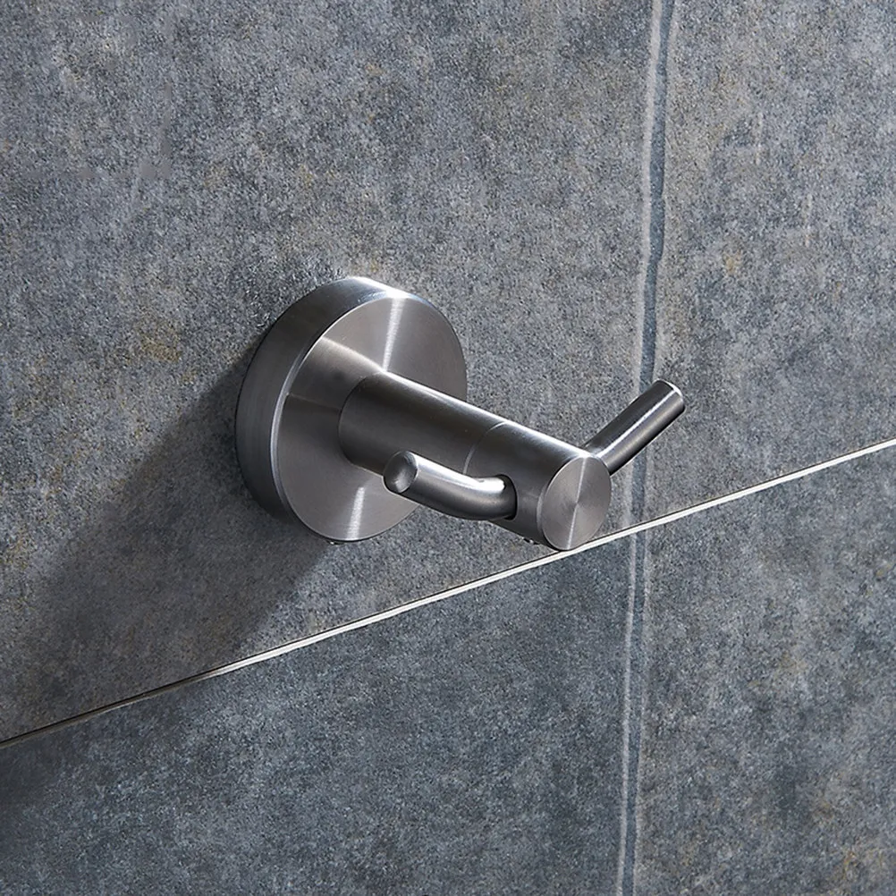 2Pcs Sus304 Stainless Steel Double Robe Hook Towel Coat Wall Mount Clothes Hanger Bathroom Kitchen Multi-Function