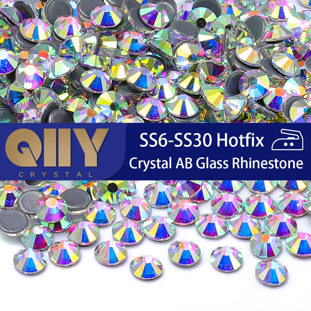 Hohe Qualität SS3-SS50 Super Helle Glas Kristall AB HotFix Strass Flatback Steine Für DIY Nail art Kleid Kleidung