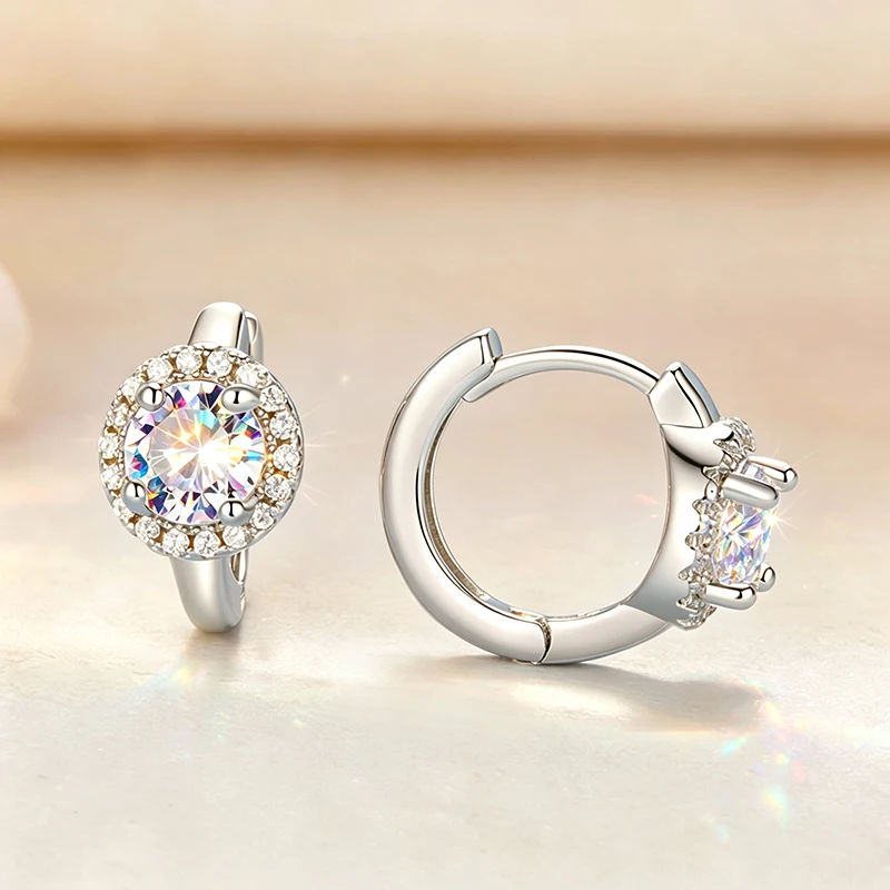 Funkelnde Vollmoissanit-Ohrringe, Labordiamant-Creolen, GRA-zertifiziert, für Herren und Damen, Hochzeit, Jahrestag, Verlobung, Party, Schmuck – Detail 3