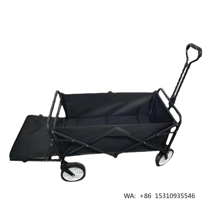 Rear Open Outdoor Collapsible Iron Oxford Beach Trolley Portable Fishing CampingShopping OEM 120KG Load Capacity Folding Wagon
