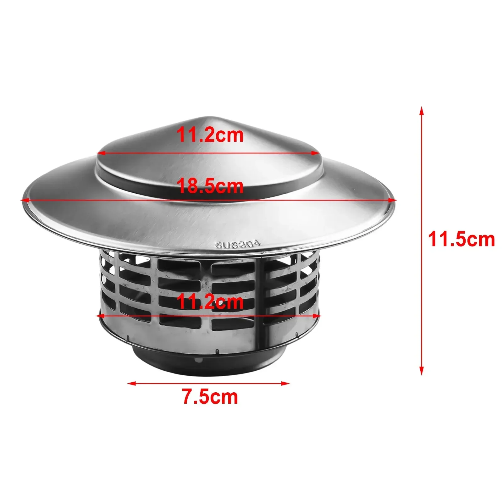 75/200mm Stainles Steel Chimney Cap Exterior Wall Air Outlet Roof Pipe Exhaust Hood For Ventilation Ducts Chimneys Exhaust Hood